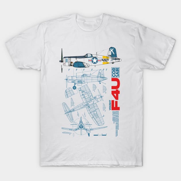 F4U Corsair | Retro Fighter Plane T-Shirt by Distant War